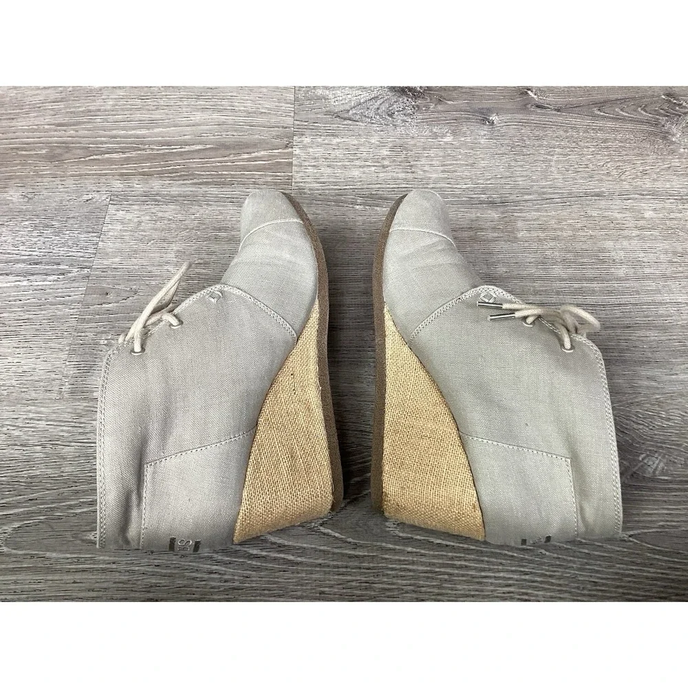 Bobs By Skechers Womens Size 9.5 34287 Khaki Fabric Wedges Lightweight Booties